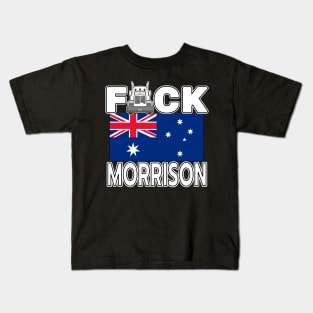 CONVOY TO CANBERRA FREEDOM RALLY AUSTRALIA FLAG HEARTS DESIGN WHITE LETTERS F-CK MORRISON Kids T-Shirt